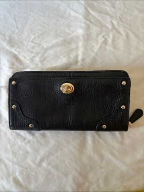 Black Coach Mercer Leather Accordion Wallet with Gold Hardware